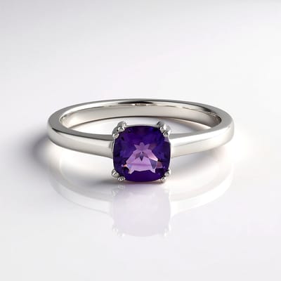 Cavill - Zilveren ring 925 Sterling - Siberische Amethist 1,183 ct - Antiek kussen slijpsel - Duurzaam platina - Unisex amethisten sieraad