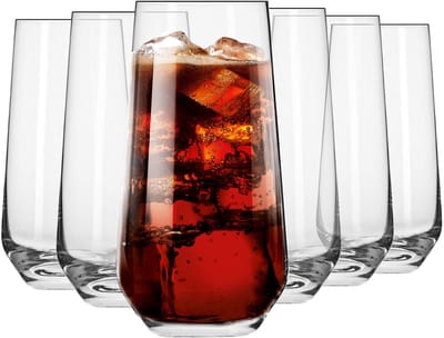 KROSNO Hoog Water Sap Drinkglazen | Set van 6 | 480 ML | Splendour Collectie | High & Tumbler Crystal Glass | Perfect voor Thuis, Restaurants en Feesten | Vaatwasser Veilig