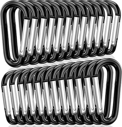 Aluminium D Ring Karabijnhaken Set - Mini Lock Snap Haken voor Outdoor en Camping - 24 Stuks Zwart