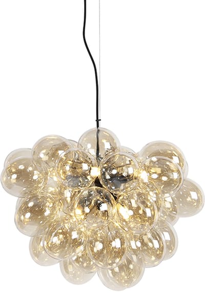 QAZQA uvas - Art Deco Hanglamp eettafel - 8 lichts - Ø 500 mm - Zwart Goud - Woonkamer | Slaapkamer