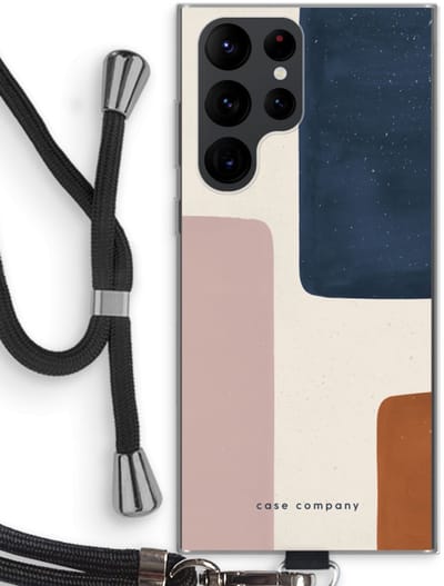 Hoesje met koord geschikt voor Samsung Galaxy S22 Ultra hoesje met Koord - Geo #5 - Telefoonhoesje met Zwart Koord - Bescherming aan alle Kanten en Over de Schermrand