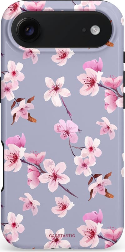 Casetastic hoesje geschikt voor Apple iPhone Air - MagSafe - Dubbellaagse bescherming - Bloemsem Bries - Fashion Case - Zilver Lichtroze Lila