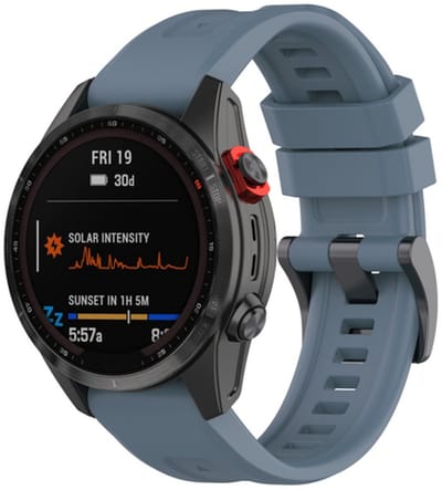 By Qubix - Geschikt voor Garmin bandje - 22mm Quickfit - Siliconen sportbandje - Grijsblauw - Geschikt voor Garmin Fenix 8 / 8 Pro - 47mm