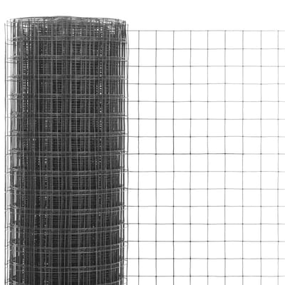 Kippengaas Geplastificeerd - 10 x 0.5 Meter - Fijnmazig 12x12 mm - PVC Coating Grijs - Volièregaas - Muizengaas - Antraciet