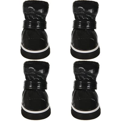 4 stuks/set Winter Huisdierschoenen Warm Waterdicht Slip Fleece Hondenlaars voor Kleine Middelgrote Honden Puppy Regen Schoeisel Chihuahua Sneeuwlaarzen 1 black