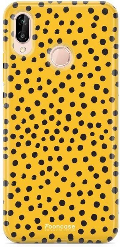 Fooncase Hoesje Geschikt voor Huawei P20 Lite - Shockproof Case - Back Cover / Soft Case - POLKA / Stipjes / Stippen / Okergeel