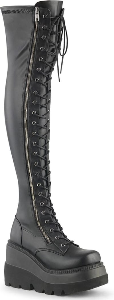 DemoniaCult - SHAKER374 Plateau overknee Laarzen - US 5 - 35 Shoes - Zwart