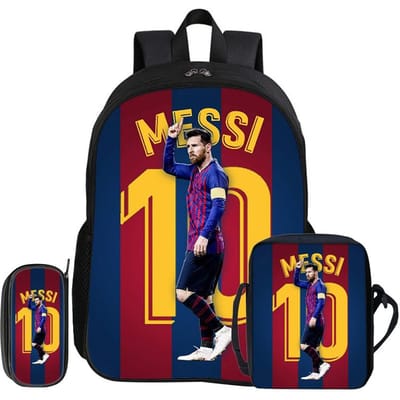Leer, Reizen School Schoudertas, Etui, Sport Rugzak M-Messi Kinderen 3-delige Set Rugzak Voetbalster Rugzak Cadeau