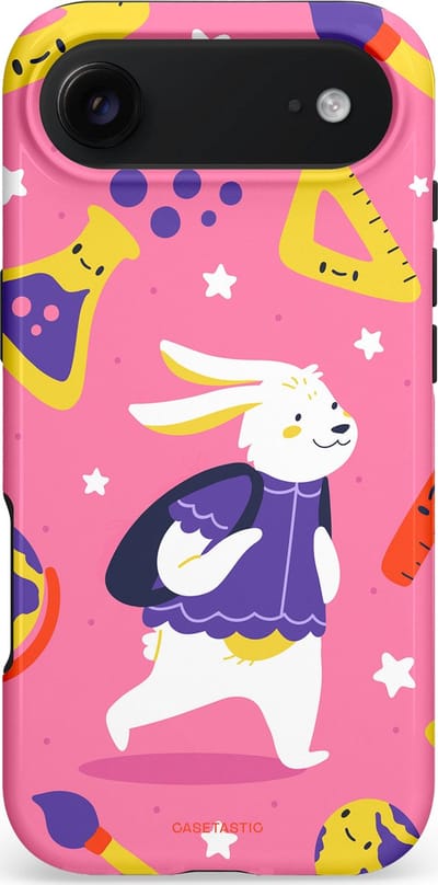 Casetastic hoesje geschikt voor Apple iPhone Air - MagSafe - Dubbellaagse bescherming - Slimme konijnensprongen - Fashion Case - Koraal Geel Roze