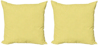 ABAKUHAUS Abstrakt Kussenhoes – 40x40 – Dubbeldruk – geel/wit