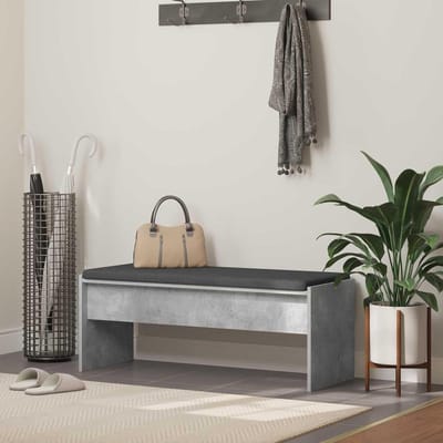 Halbank met kussen - Zitmeubel entree - Comfortabel zitten - Betongrijs design - 103 x 38 x 40 cm - Grijs