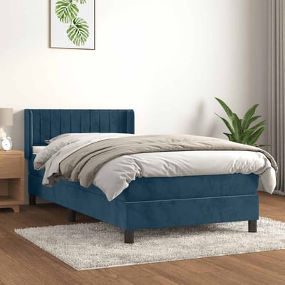 vidaXL - Boxspring - met - matras - fluweel - donkerblauw - 80x200 - cm