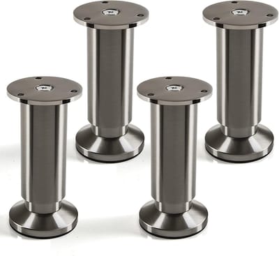 Verstelbare meubelvoeten 4 stuks, geborsteld RVS-look, belastbaar tot 250 kg, hoogte 120 mm