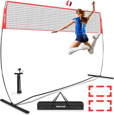 Volleybalnet Set - Beachvolleybal Net Trainingsset - Buiten Sporten - Vrijstaand en Draagbaar - 3.7 Meter - Zwart