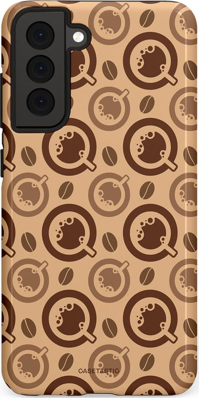 Casetastic Hoesje Geschikt voor Samsung S21 FE - Stijlvolle Beschermende Duo-layer Case - Cappuccino Ontwerp