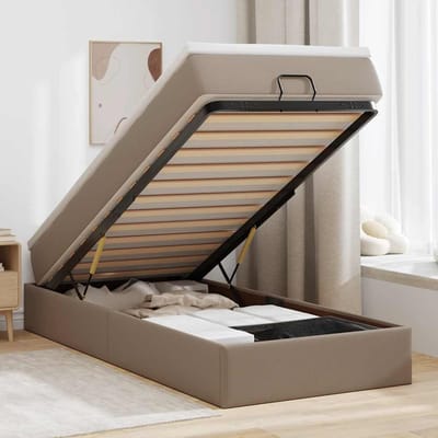 vidaXL - ottomaanse - bed - met - matras - 100x200cm - kunstleer - cappuccinokleurig