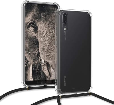 Arara Silicone Hoesje Huawei P20 Lite Transparant Hoesje met Zwarte draagkoord / Backcover / Case / Huawei