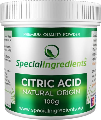 Citroenzuur Poeder - 100 g - Citric Acid - Geschikt voor Veganisten, Vegetariërs - Hersluitbare Pot - Recycled Plastic