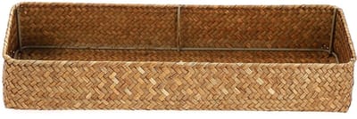 Famanu - Smalle Zeegras Opbergmand, ruimtebesparende organizer voor toiletrollen, badkameraccessoires en schoonmaakartikelen