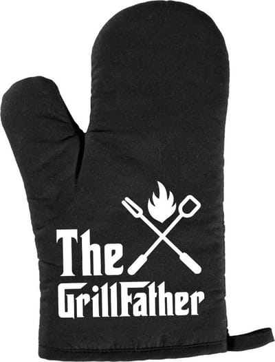 The Grillfather BBQ handschoen/ barbecue want - zwart - heren - Papa / Vaderdag cadeau / verjaardag - cadeau voor een man