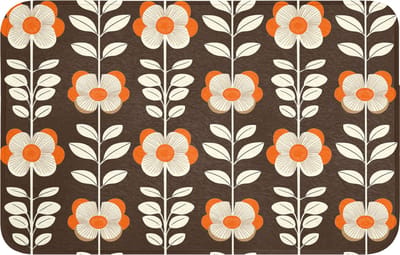 WC mat 80x50 cm - Antislip - Bloemen - Retro - Bruin - Toiletmat - Vloermat - Douchemat - Toilet tapijt - Toiletmatten