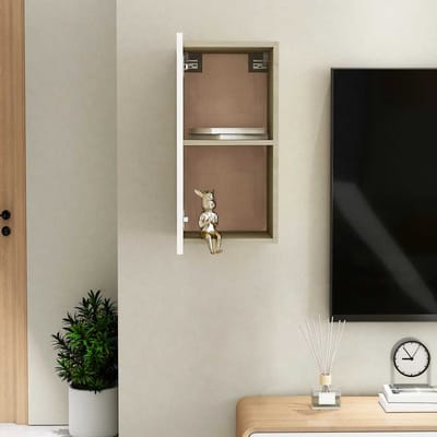 vidaXL - Tv-meubel - 30,5x30x60 - cm - bewerkt - hout - wit - en - sonoma - eikenkleurig