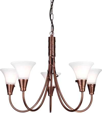 Elstead Lighting LED Kroonluchter | 5X E14 Max 40W | Dimbaar | Copper Patina