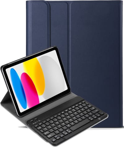 Hoesje - Geschikt voor Apple iPad A16/A18 (2022/2025/2026) - 10.9 & 11 inch (10e, 11e & 12e generatie) - Toetsenbord Case - Keyboard Book Cover - Hoes - Donkerblauw