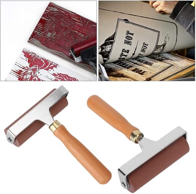 Dailygoods- Brayer Zachte Flexibele Roller - Duurzaam Rubber - Voor Afdrukken/Stempelen - Geschikt voor Inktblokken - 10 cm - Gemakkelijk te Reinigen - Drukroller