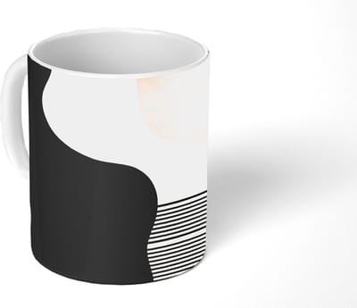 Mok - Koffiemok - Abstract - Japandi - Beige - Modern - Mokken - 350 ML - Beker - Koffiemokken - Theemok