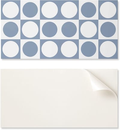 Zelfklevend vinylpaneel met print voor de badkamer, 100x50 cm, geometrische cirkels in een raster.