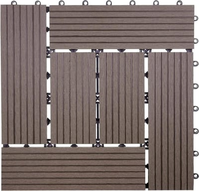 WPC vloertegels - Houtlook tegels - Balkon terras - Hoge belastbaarheid - 30x30cm 1m2 - Koffie