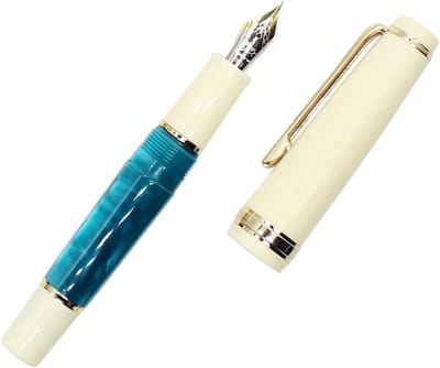 Mini Fountain Pen met Gouden Afwerking, Acryl Pocket Pen in Donkerblauw, Medium Nib 0.7mm, Perfect voor Notities en Creatief Schrijven