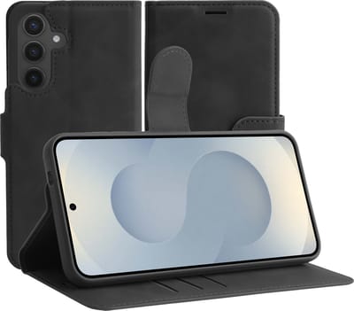 Cazy hoesje geschikt voor Samsung Galaxy S25 Hoesje met Pasjeshouder - Premium Bookcase - Zwart