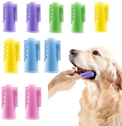 Allecto - honden tandenborstel set - siliconen vinger tandenborstel - dubbele borstelzijde - zachte borstelharen - veilig voor honden - effectief