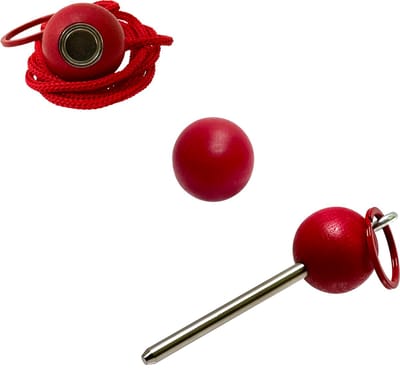Boulemaus - Jeu de Boules - Bouleset Kleur frambozenrood - 1 Magneet - krachtige magnetische bouleopraper in de vorm van but met koord – 4 kg - 1 Traceur de Terrain -V2A roestvrij staal- 1 but