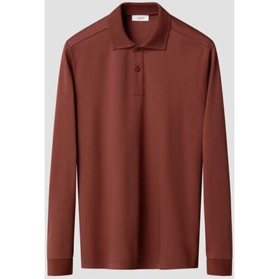 Eton Polo Interlock Long Sleeve Organic Supima Cotton Jersey Donker Rood / male