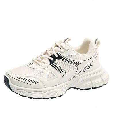 Hoogwaardige Zilveren Dad Schoenen Dames Nieuwe Lente Dikke Zolen Verhogend Veelzijdig Ins Trendy en Lichtgewicht Casual Sportschoenen 40 wit