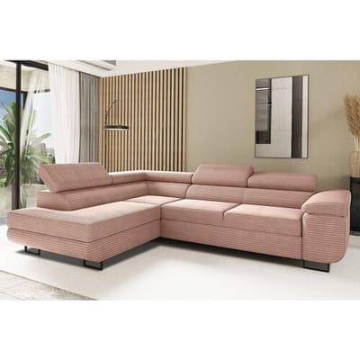 ATOMIC hoekbank met slaapfunctie, Poso stof, roze, links