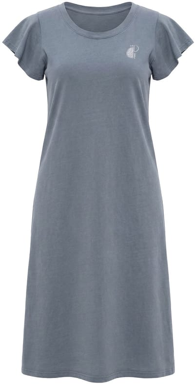 Ulla Popken - Dames - Maxi-jurk borduursel A-lijn ronde hals volantmouwen - Grijs - Maat 46+