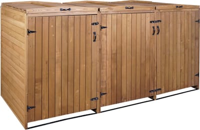 XL 3/6-persoons vuilnisbak deksel MCW-H74, vuilnisbak, uitbreidbaar 126x238x98cm hout MVG ~ bruin