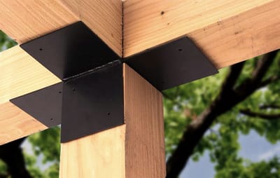 Wovar Pergola Hoekverbinding met Verlenging Zwart Gecoat voor 20 x 20 cm balken open model | Per Stuk