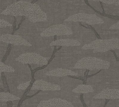 Oosters behang Profhome 387415-GU vliesbehang hardvinyl warmdruk in reliëf licht gestructureerd met aziatisch patroon mat bruin beige antraciet 5,33 m2