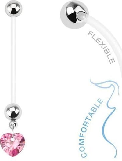 Fako Bijoux - Zwangerschapspiercing - Hart - Roze