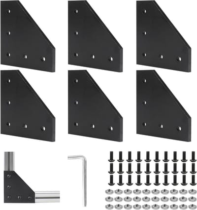 Hoekbeugels Set - Verbindingsplaten - Frame Constructie - Duurzaam Aluminium - 6 Stuks - Zwart