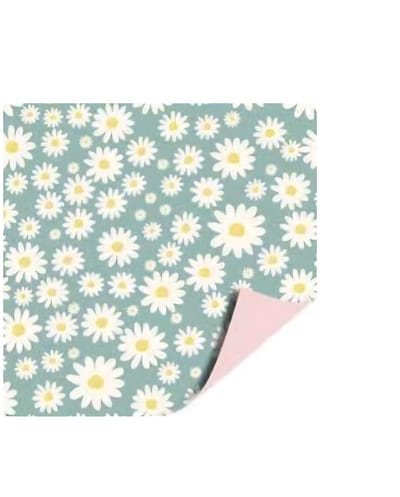 3m cadeaupapier - Mint met Madeliefjes - bloemen - 30cm breed - cadeaupapier - leuk inpakken - kado - inpakpapier - verpakken - Feestje