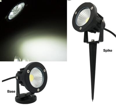 LED Tuinspot Cool Wit 230V 1 LED IP65 – Zwarte Aluminium Prikspot met Waterdichte Aansluitplug