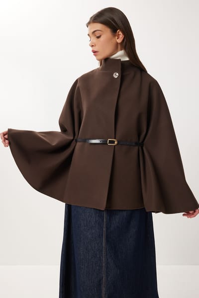Gelaagde Poncho met Riempje