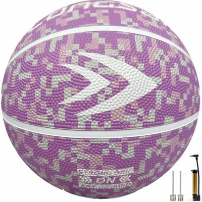 LONGSAIL Hoogwaardige rubberen basketbal (27,5") maat 5# lavendelroze