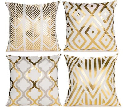 Dailygoods- Kussensloop 45x45 cm - Fluwelen Kussenslopen - Set van 4 - Dubbelzijdig Design - Geometrische Patronen - Hoogwaardig Fluweel - Kussenhoes